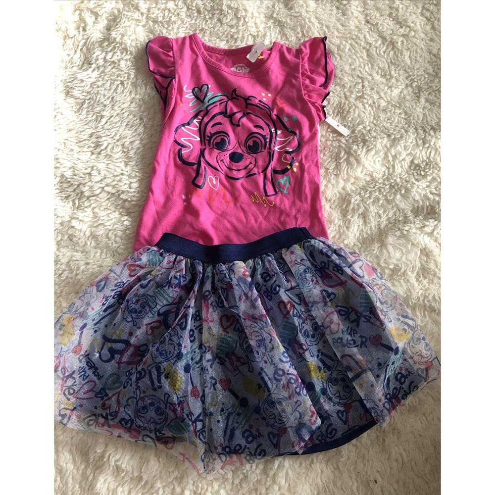 NWT Girl's Paw Patrol Nickelodeon 2 Piece Set Shirt & Tutu Skirt Girls 3T Pink